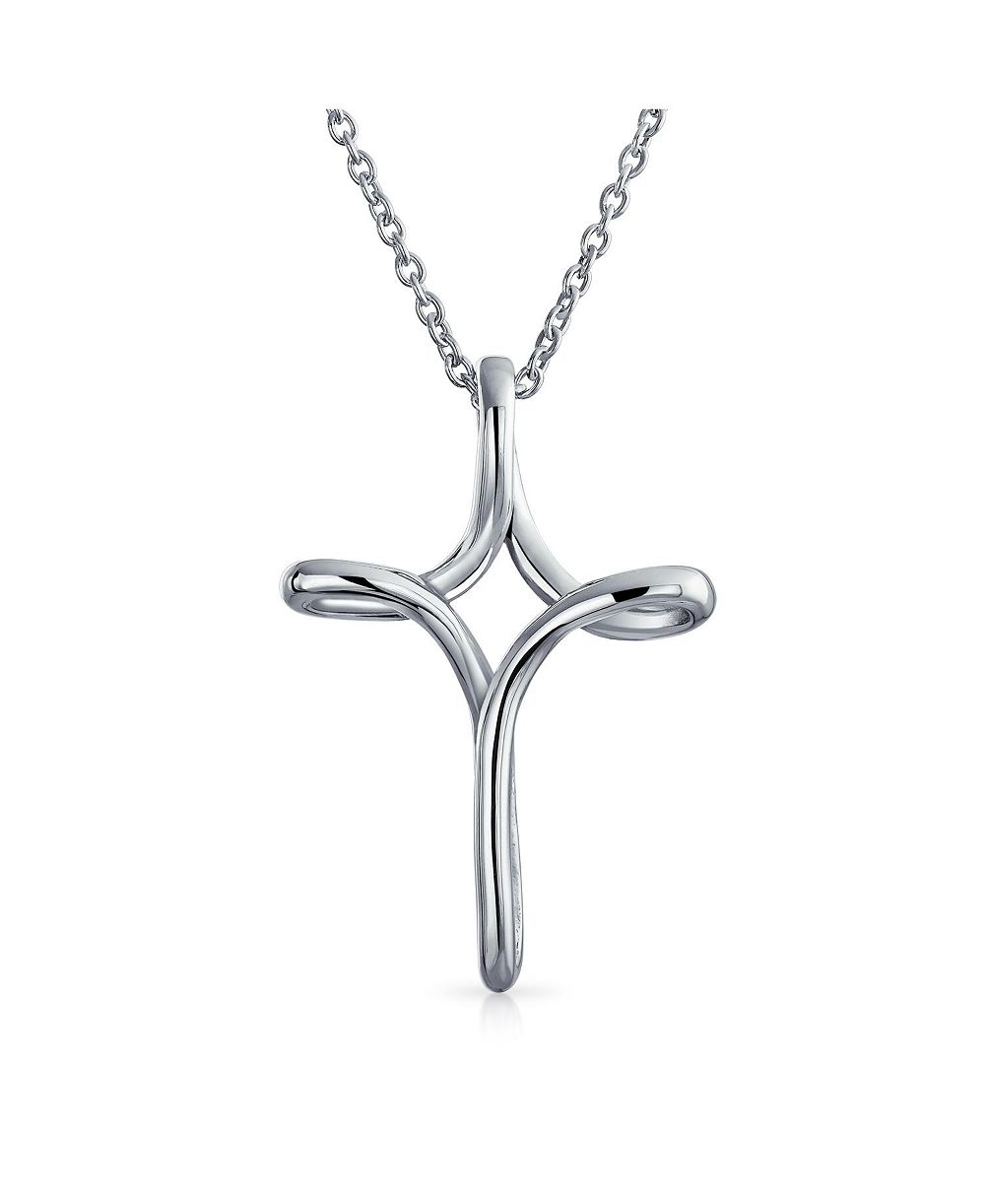 Подвеска-кулон Bling Jewelry Infinity Cross из стерлингового серебра с тонкой лентой