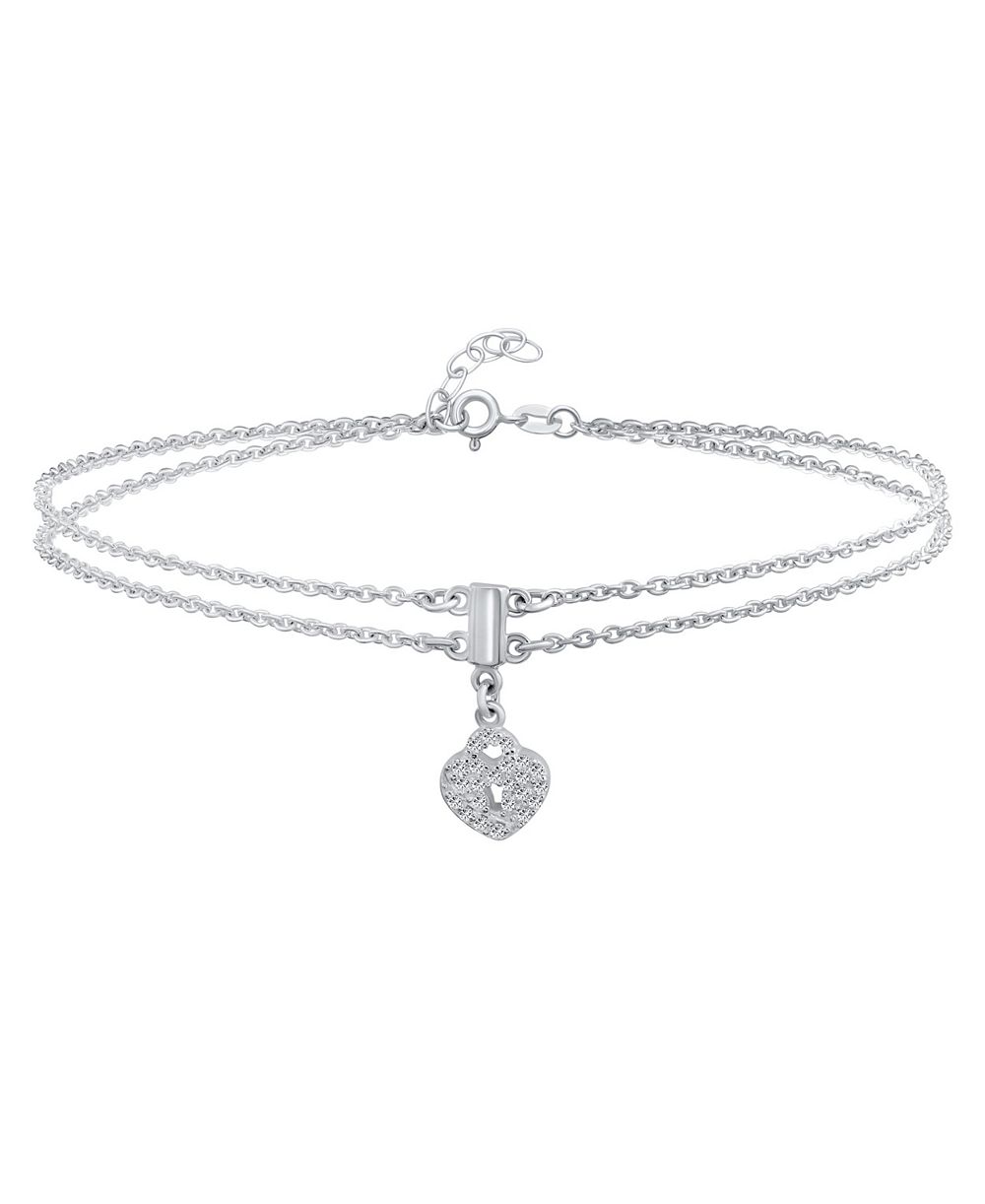 Браслет-анклет Bling Jewelry Forever Love Heart Lock из серебра.925