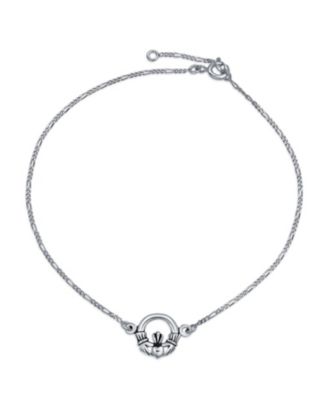 Bling Jewelry Браслет на ногу Celtic Claddagh Heart, серебро .925, регулируемый