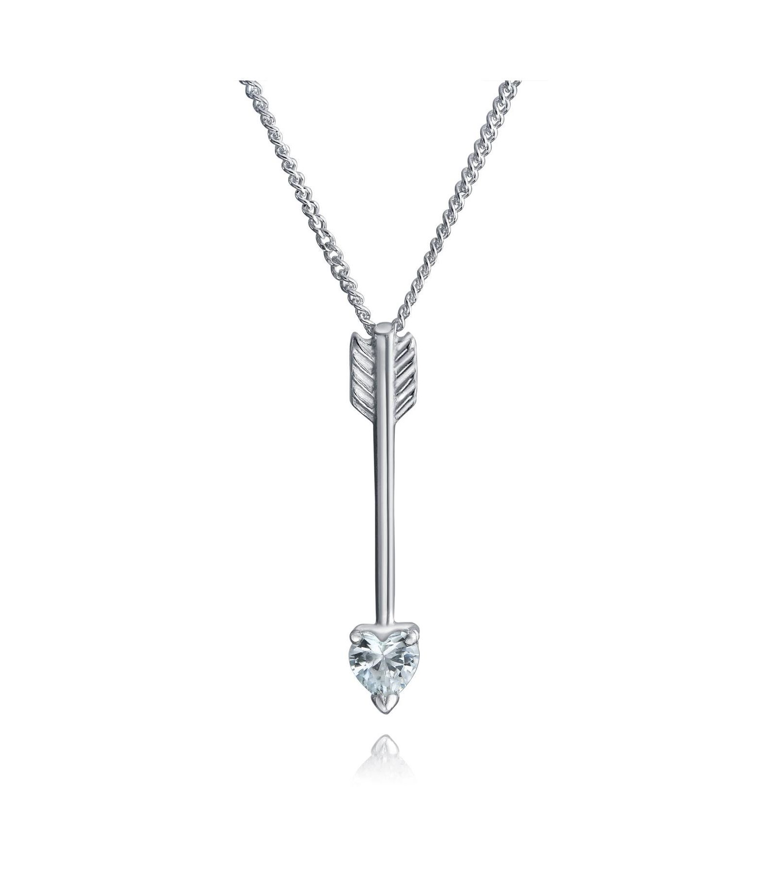 Bling Jewelry ожерелье с кубическим цирконием Romantic Love Heart Shape CZ Tip Arrow Pendant Sterling Silver
