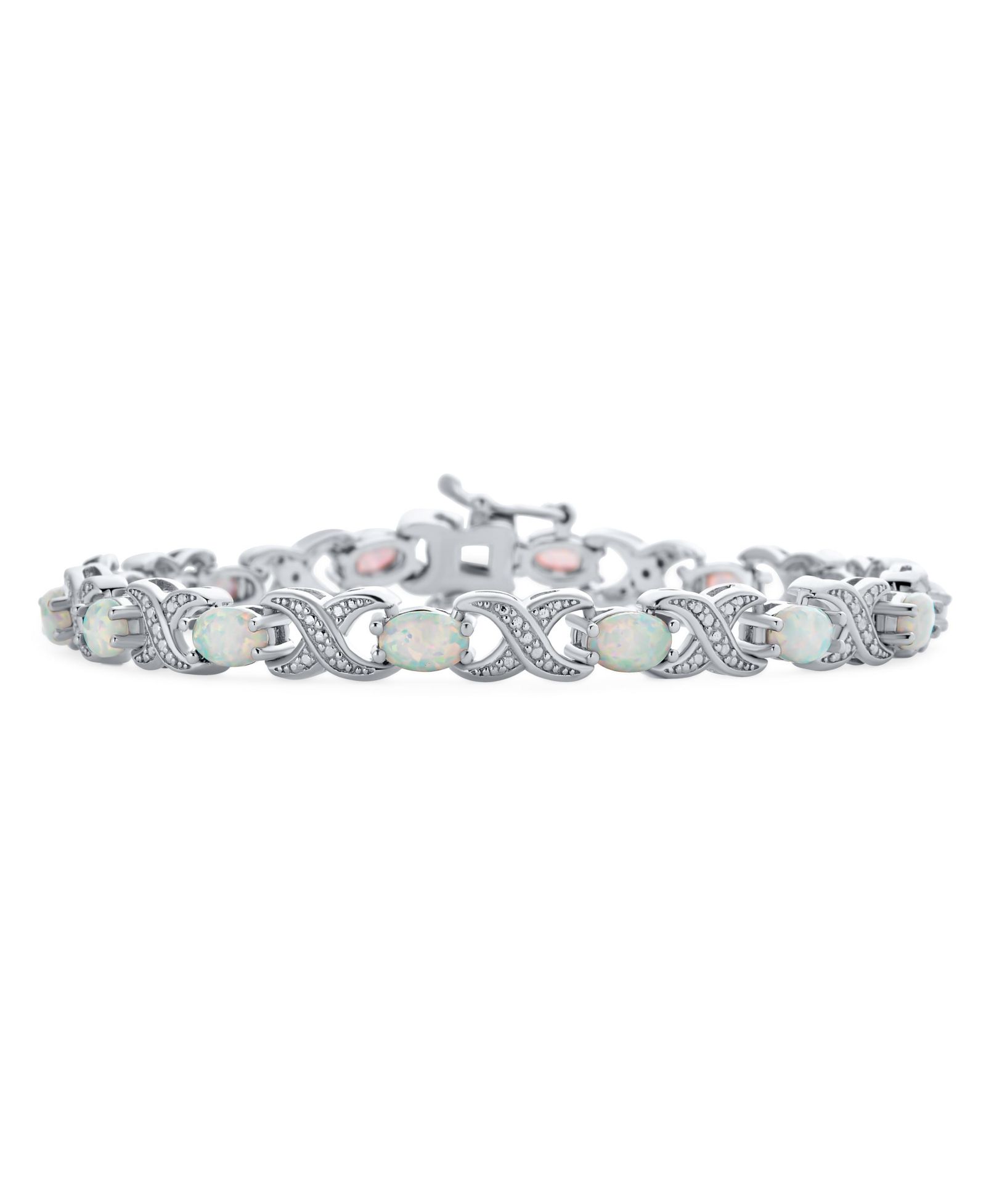Браслет Bling Jewelry White Blue Opal Infinity Tennis из Sterling Silver