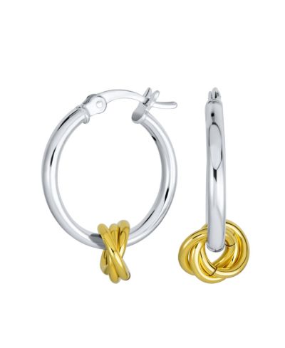 Серьги Bling Jewelry Two Tone Twisted Love Knot и Hoop из стерлингового серебра с позолотой