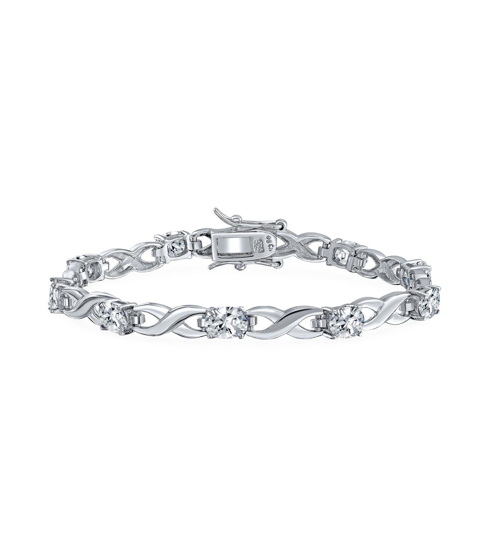 Браслет Bling Jewelry Sapphire Blue CZ Infinity Tennis из стерлингового серебра 925, 7 дюймов