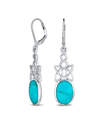Серьги-подвески Bling Jewelry из стерлингового серебра с бирюзой и узлом кельтского орнамента