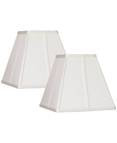 Springcrest Set of 2 Ivory Classic Small Square Lamp Shades 5.25" Top x 10" Bottom x 9" High (Spider) Replacement with Harp and Finial