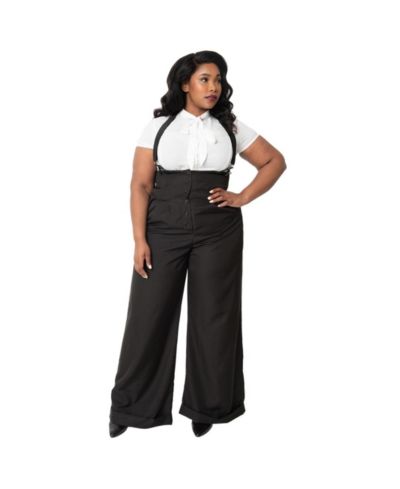 Unique Vintage Plus Size Thelma High Waist Suspender Pants