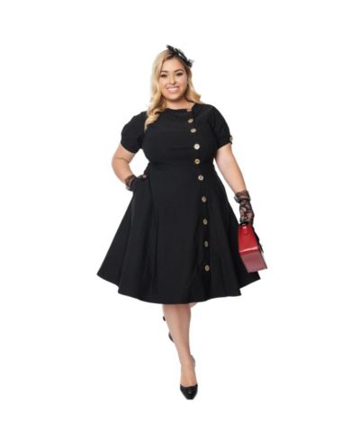 Асимметричное платье с пуговицами Unique Vintage Plus Size Woven Swing