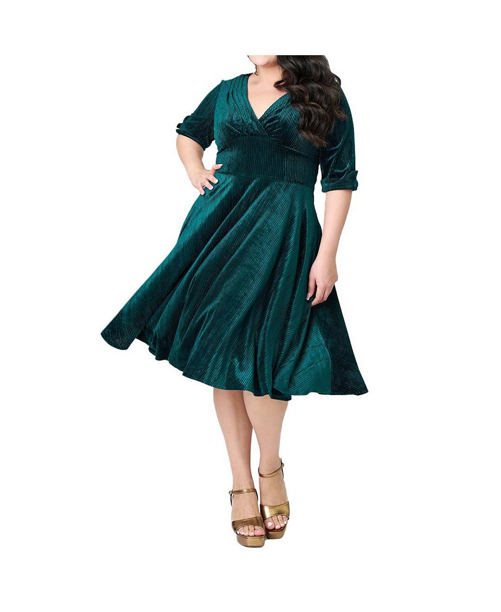 Unique Vintage Plus Size Half Sleeve Surplice Delores Swing Dress