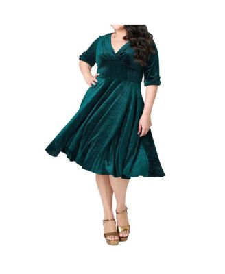 Unique Vintage Женское платье Plus Size Delores Swing с коротким рукавом