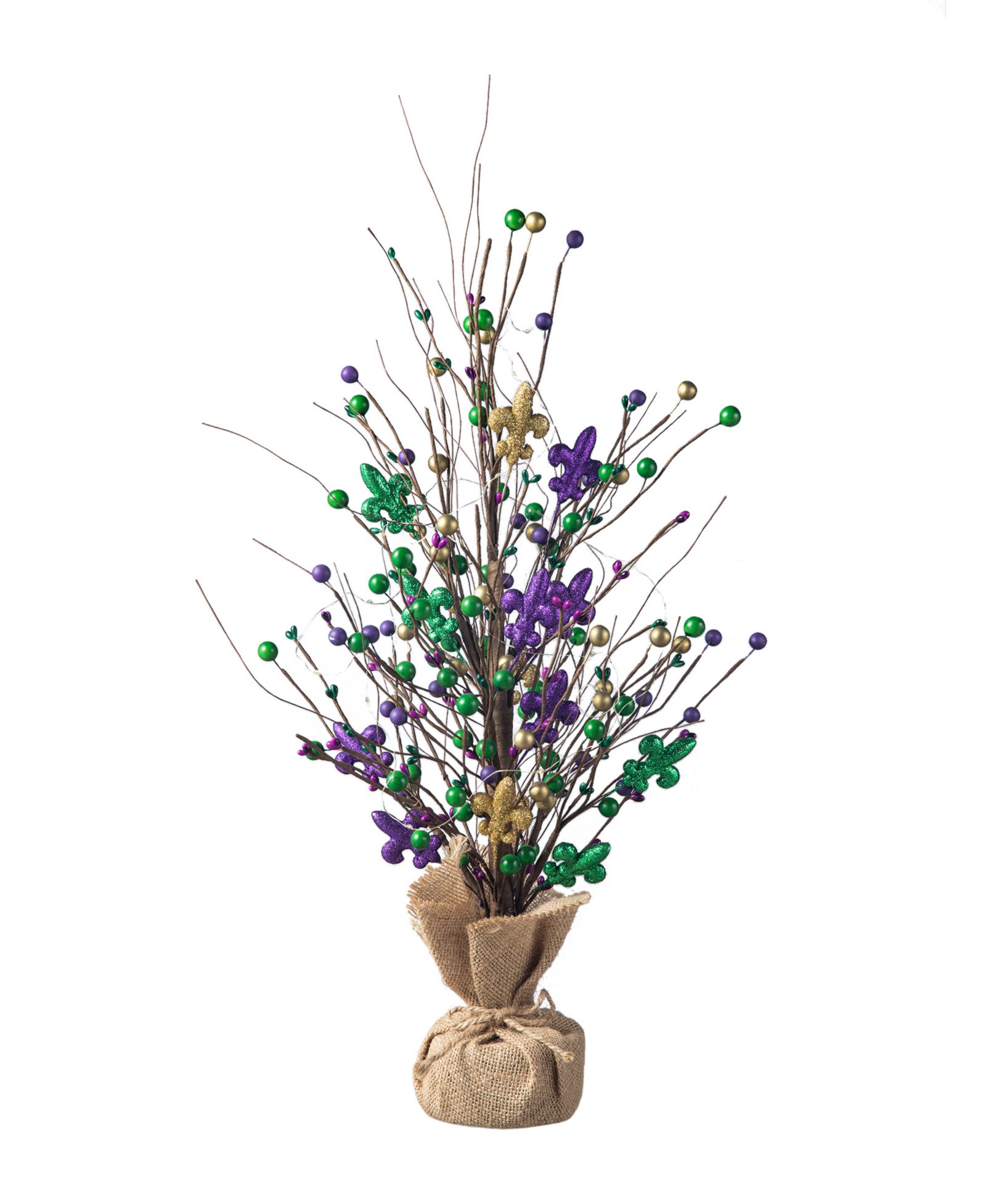 Glitzhome декоративное освещающее дерево Mardi Gras Fleur-De-Lis 21"