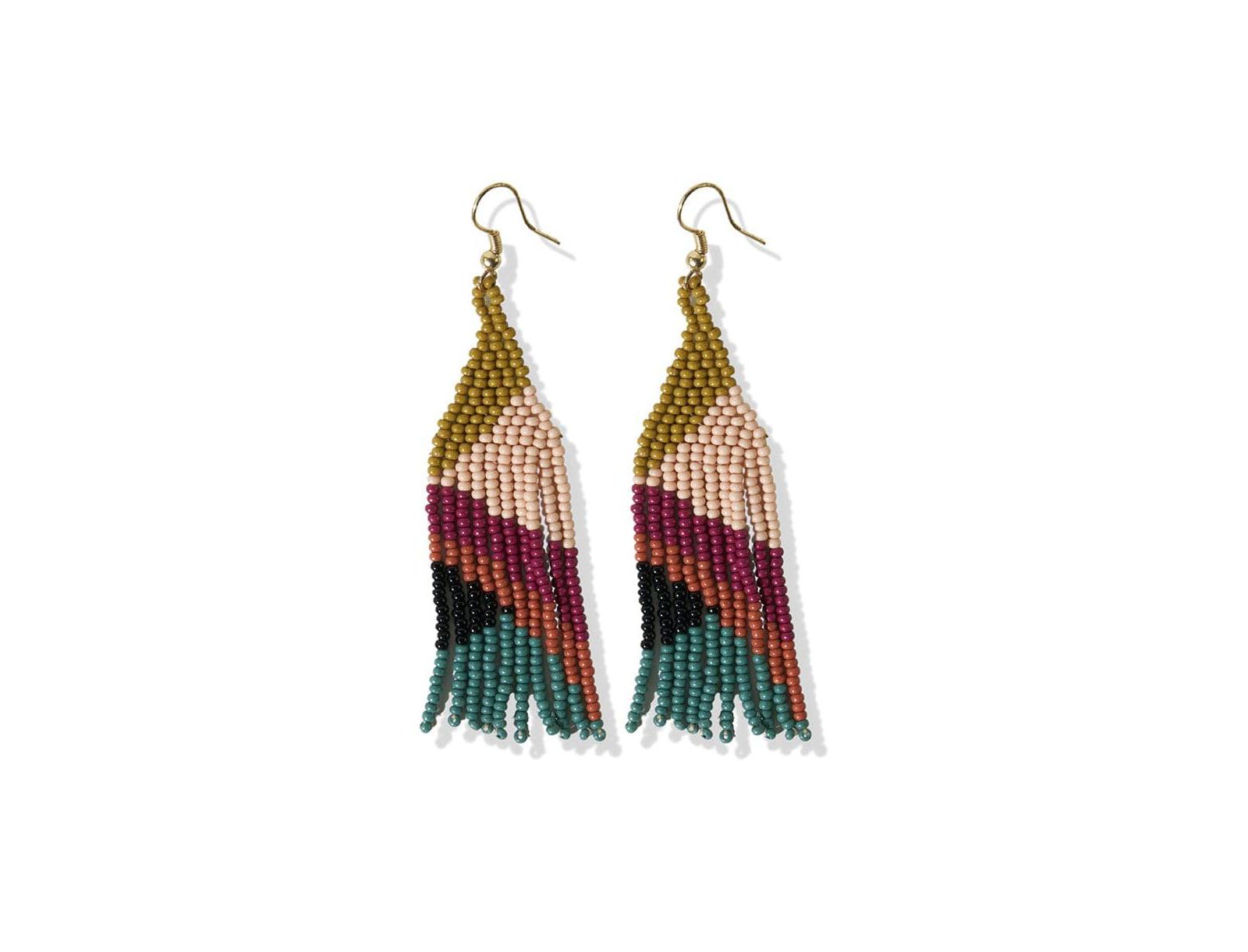 Серьги Lennon Angles Beaded Fringe Muted Rainbow