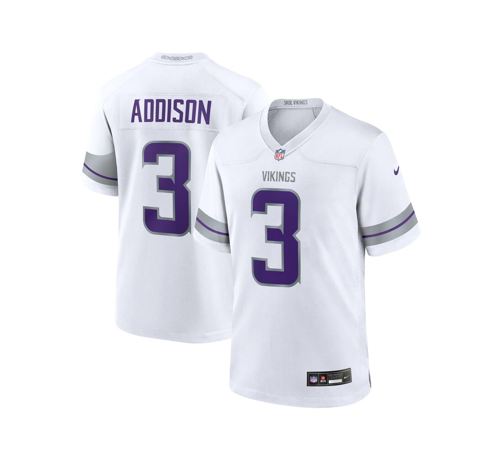 Джерси Nike Мужская Jordan Addison White Minnesota Vikings Alternate Game Player