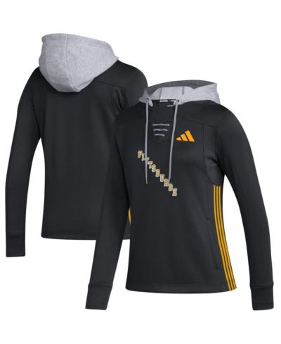 Women's adidas Black Pittsburgh Penguins Refresh Skate Lace AEROREADY Pullover Hoodie
