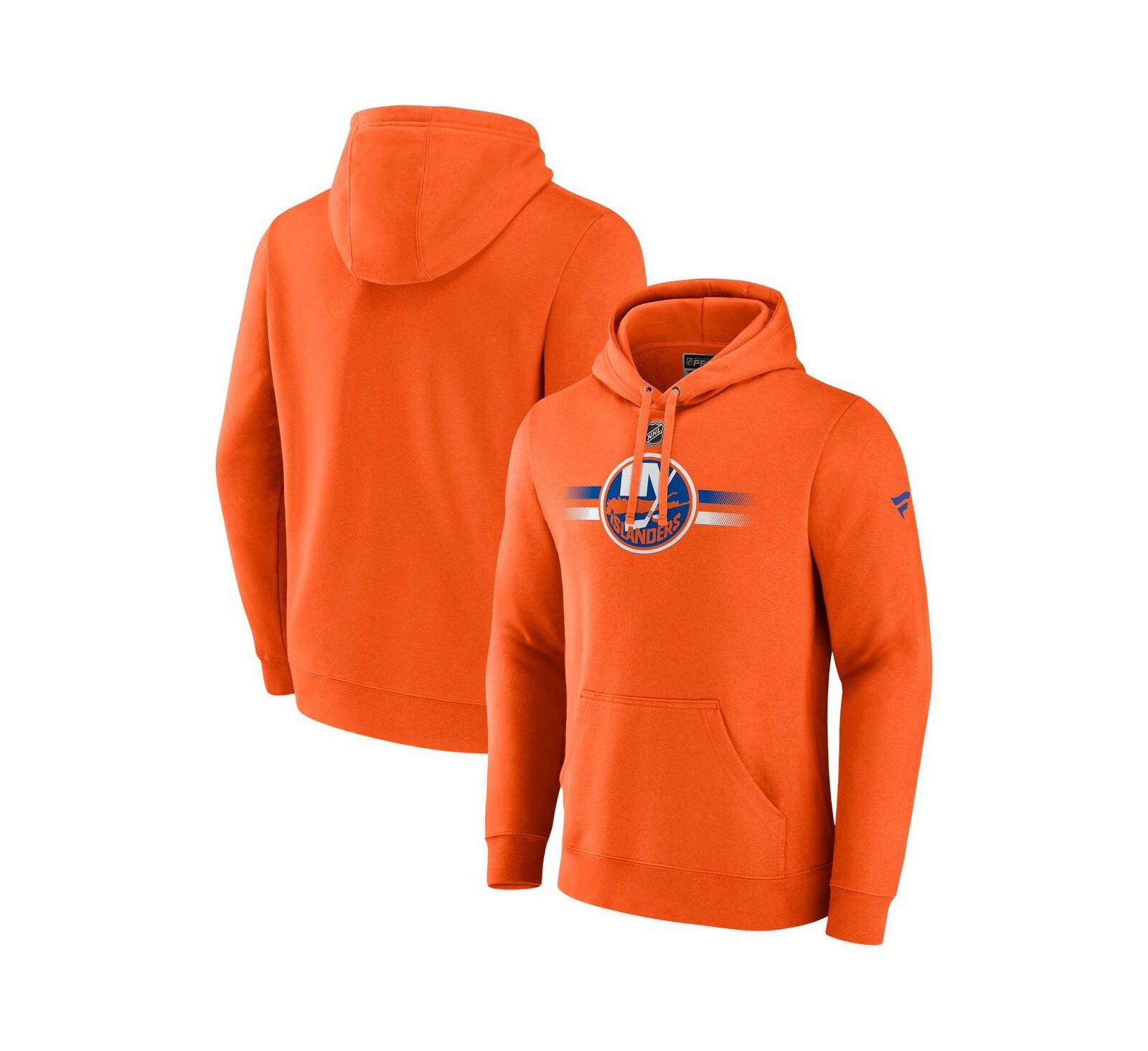 Fanatics Мужской пуловер-худи New York Islanders Authentic Pro оранжевого цвета