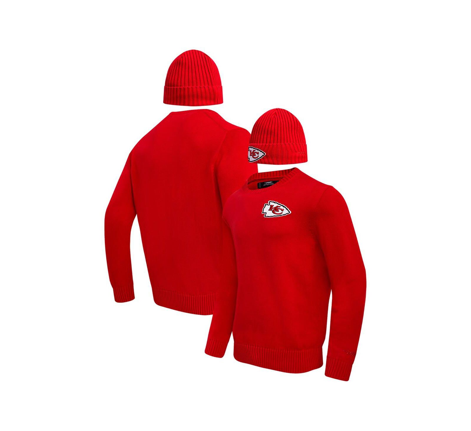 Pro Standard Мужской подарочный набор: красный джемпер с круглым вырезом Pro Standard Red Kansas City Chiefs и вязаная шапка