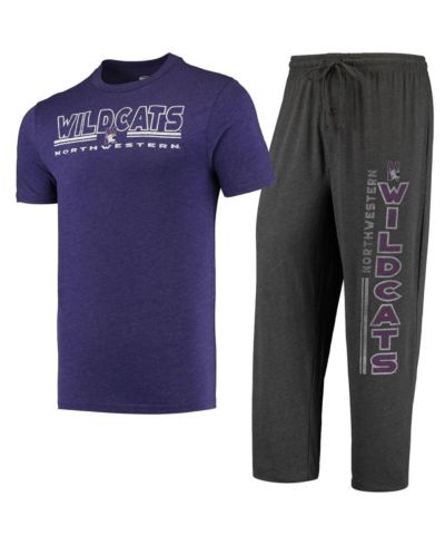 Пижамный комплект Concepts Sport Men's Heathered Charcoal, Purple Northwestern Wildcats T-shirt и брюки