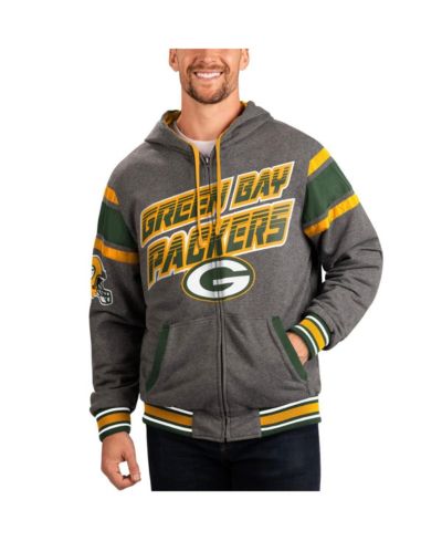 Men's G-III Sports by Carl Banks Green, Gray Green Bay Packers Extreme Full Back Reversible Hoodie Full-Zip Jacket
