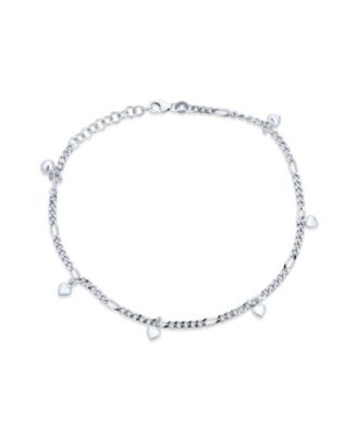 Bling Jewelry Hearts Charms Link Anklet Ankle Bracelet .925 Sterling Silver Adjustable