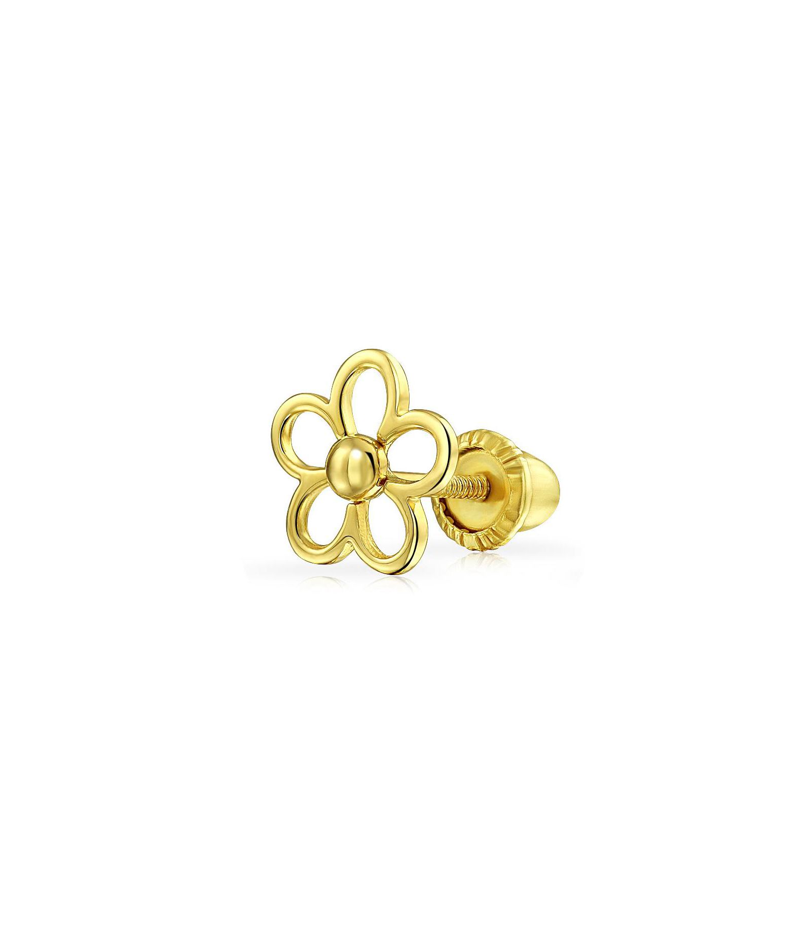 Bling Jewelry Petite Sunflower Helix Stud Earring In 14K Yellow Gold Screwback