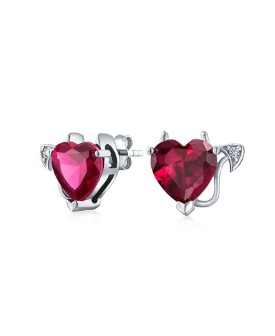 Bling Jewelry Whimsical Valentine Red CZ кубический цирконий серьги-гвоздики в форме сердца из розового стерлингового серебра