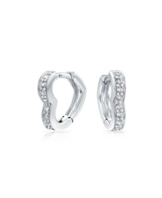 Bling Jewelry Серьги-кольца Mini Hoop Huggie с цирконием 0.925 Sterling Silver