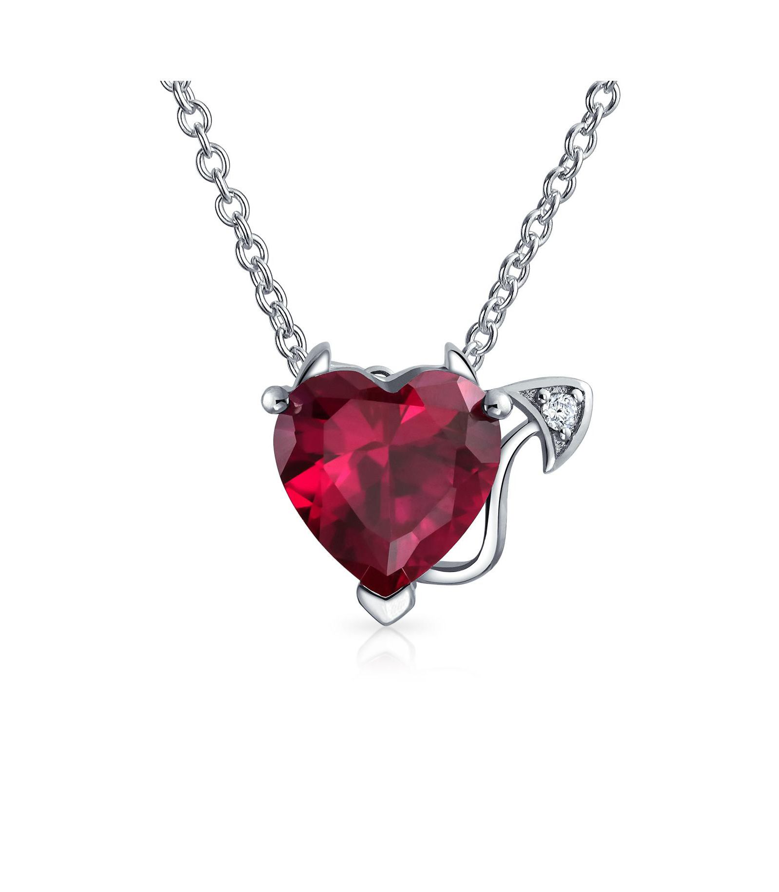 Bling Jewelry кулон в форме сердца с кубическим цирконием и рубиновым оттенком