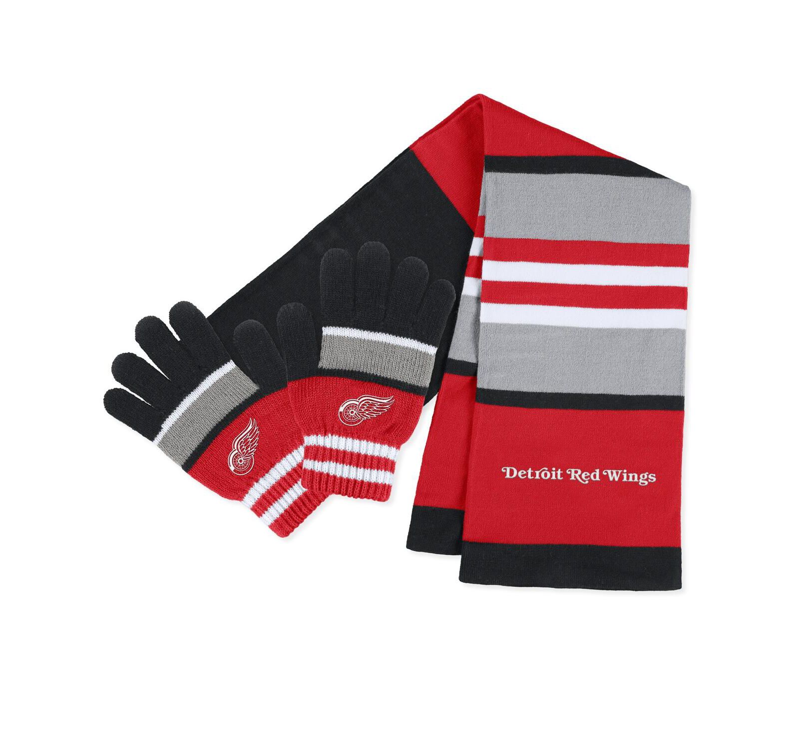 Женский набор WEAR by Erin Andrews Detroit Red Wings Stripe Glove and Scarf Set (перчатки и шарф)