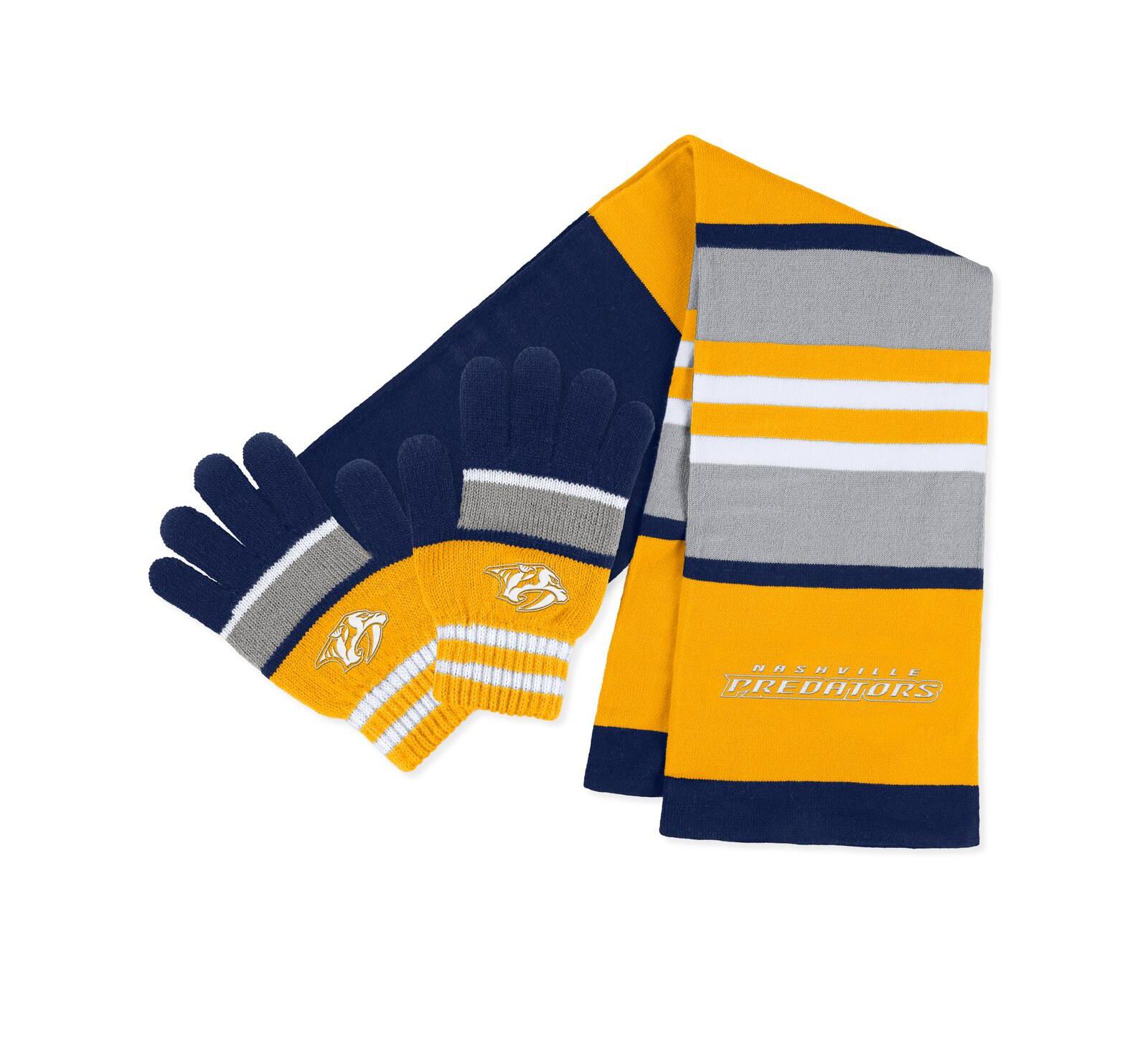 Женский комплект из перчаток и шарфа WEAR by Erin Andrews Nashville Predators Stripe