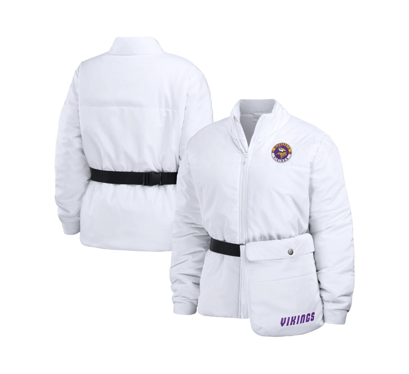 Женская куртка WEAR by Erin Andrews White Minnesota Vikings Packaway Full-Zip Puffer