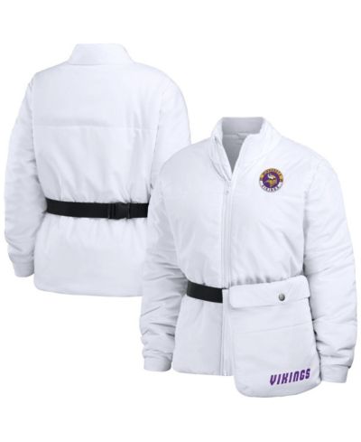 Women's WEAR by Erin Andrews White Minnesota Vikings Packaway Full-Zip Puffer Jacket