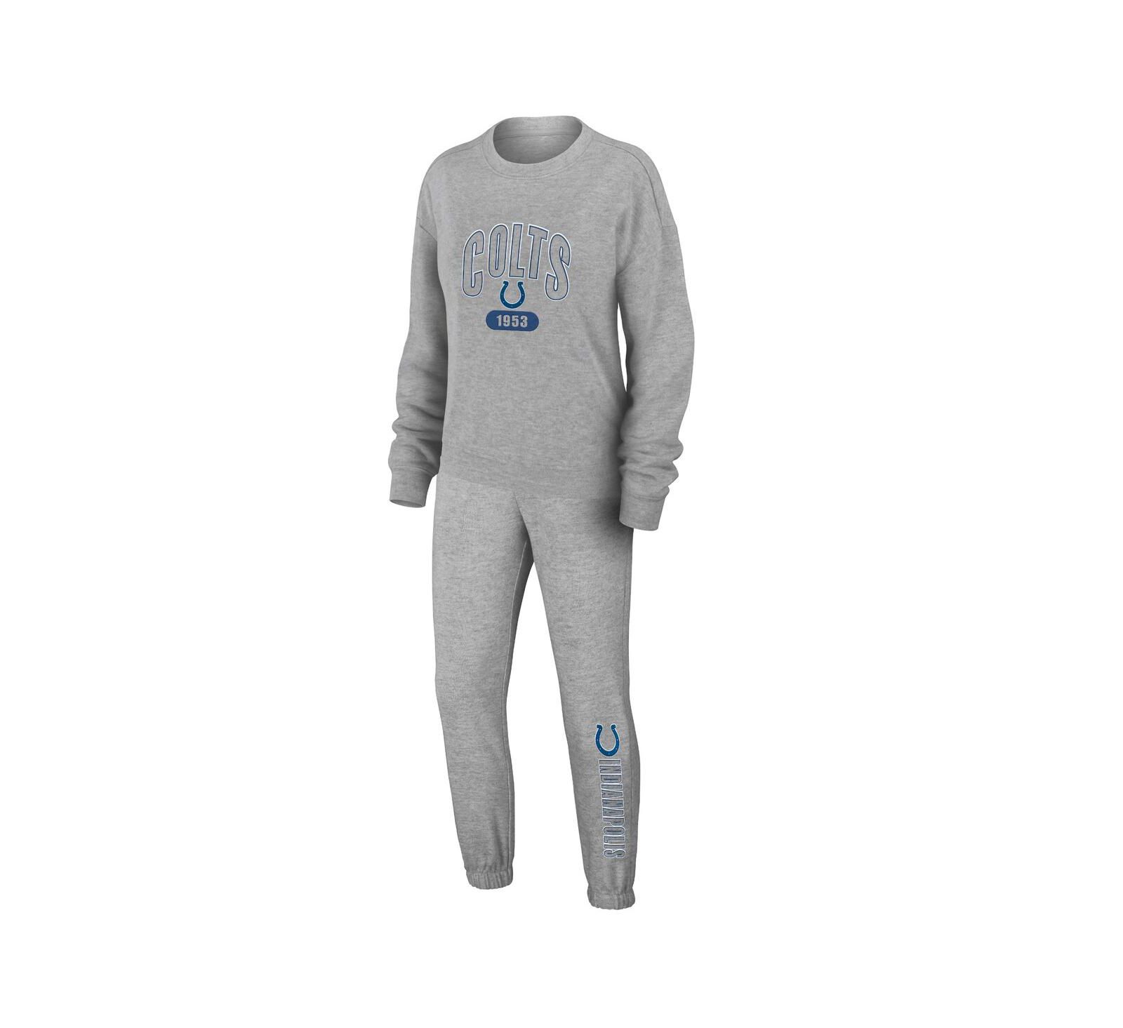 Women's WEAR by Erin Andrews Heather Gray Indianapolis Colts Knit Long Sleeve Tri-Blend T-shirt and Pants Sleep Set