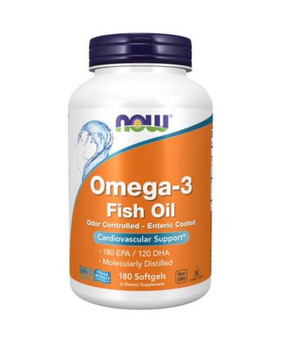 Now Foods Omega-3 молекулярная дистилляция и энтеральное покрытие, 180 мягких капсул