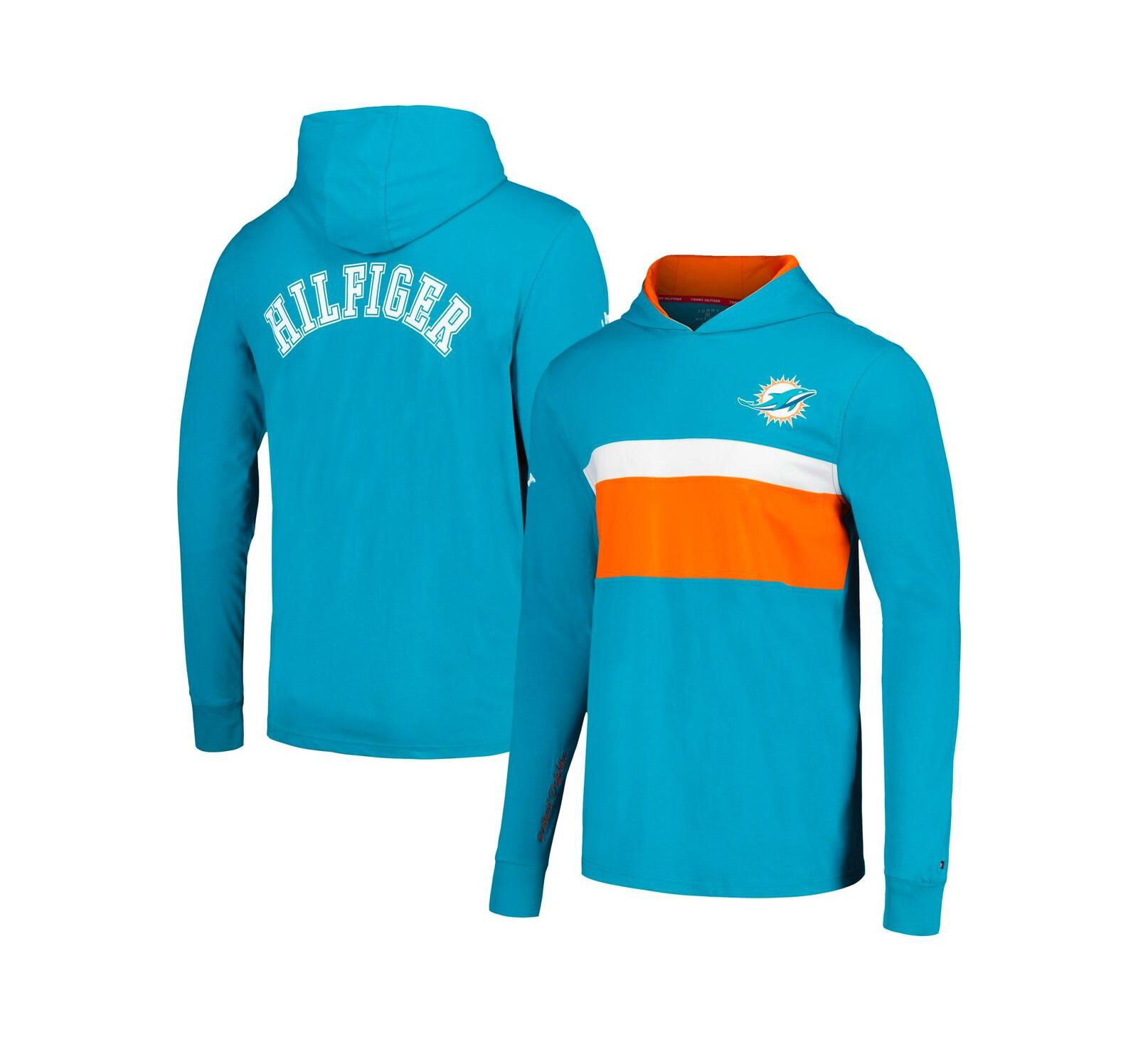 Men's Tommy Hilfiger Aqua Miami Dolphins Morgan Long Sleeve Hoodie T-shirt