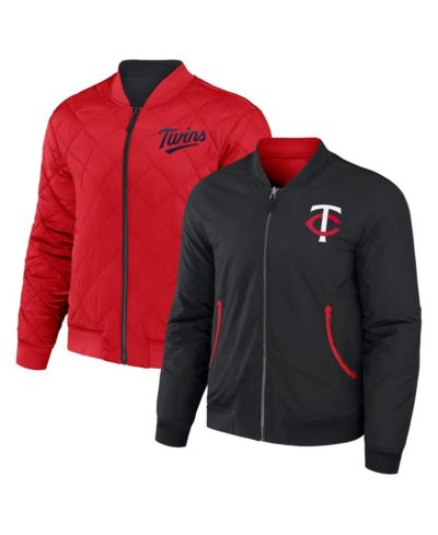 Men's Darius Rucker Collection by Fanatics Black, Red Minnesota Twins Reversible Full-Zip Bomber Jacket