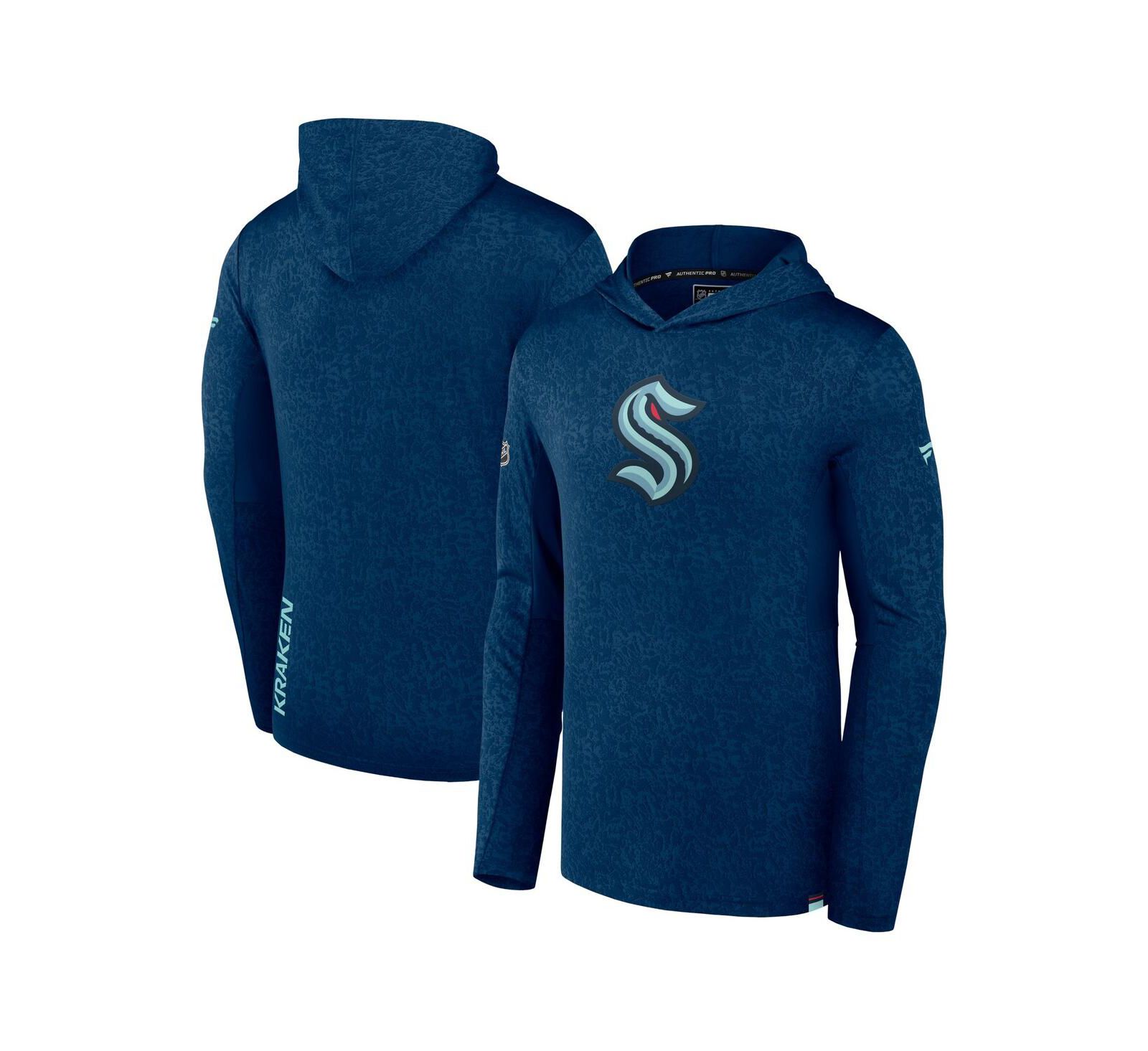 Men's Fanatics Deep Sea Blue Seattle Kraken Authentic Pro Lightweight Pullover Hoodie