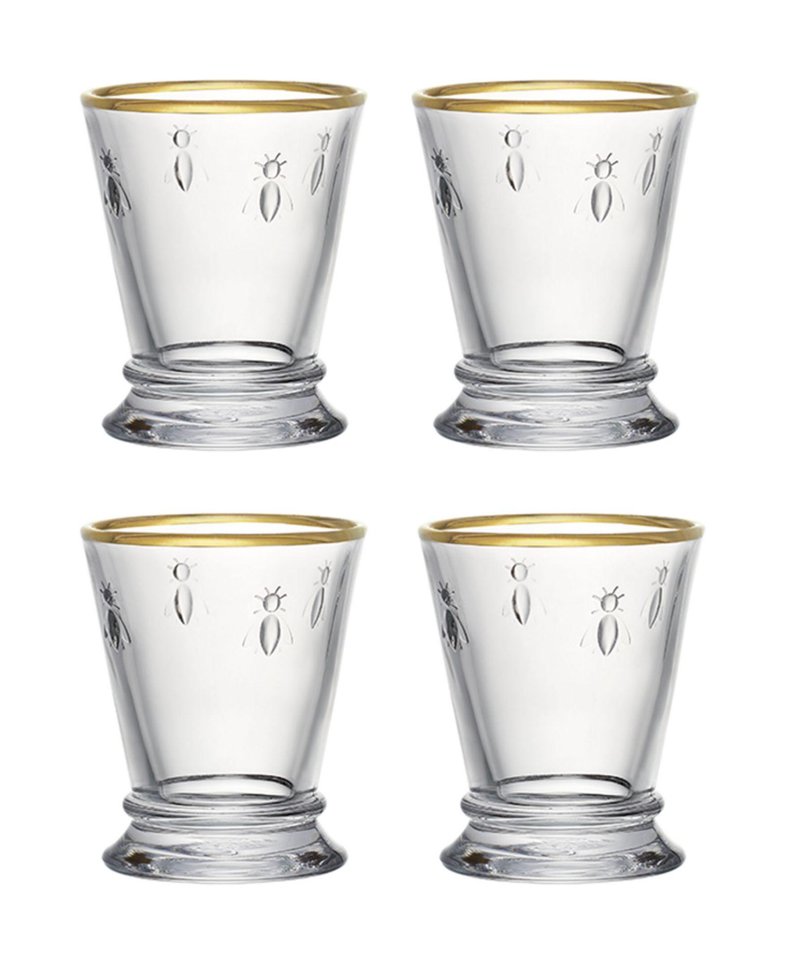 La Rochère Gold Rimmed Napoleon Bee 10 oz. Tumbler, Set of 4