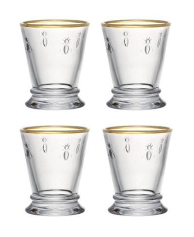 Стакан French Home La Rochère Gold Rimmed Napoleon Bee 10 oz. Set of 4