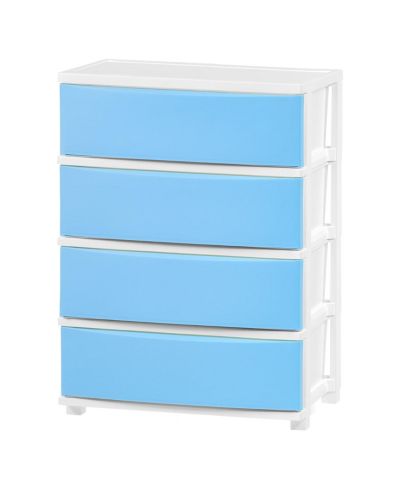 IRIS USA 4 Wide Drawer Storage, Organizer Unit for Bedroom, Closet, Living Room, Nursery, Dorm, White Frame with Matte Soft-Blue Front Panels, Set of 1