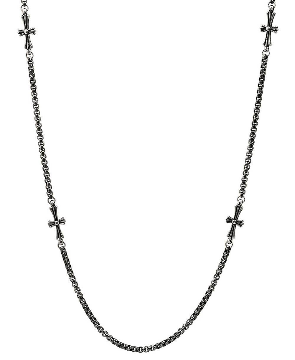 Мужской ожерелье STEELTIME Stainless Steel Round Link Chain & Crosses, 24"