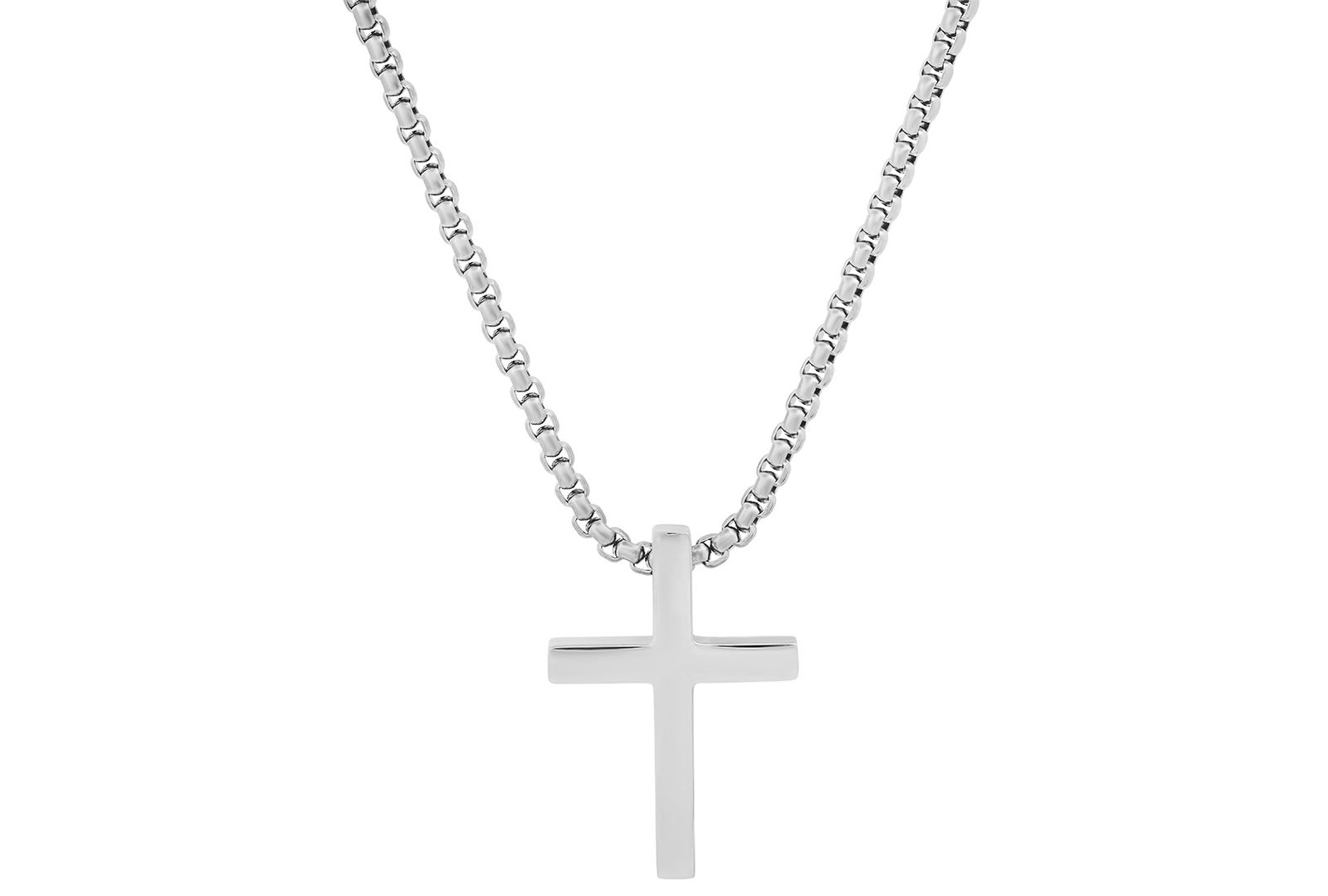 Мужское ожерелье-подвеска STEELTIME Polished Cross, 24"