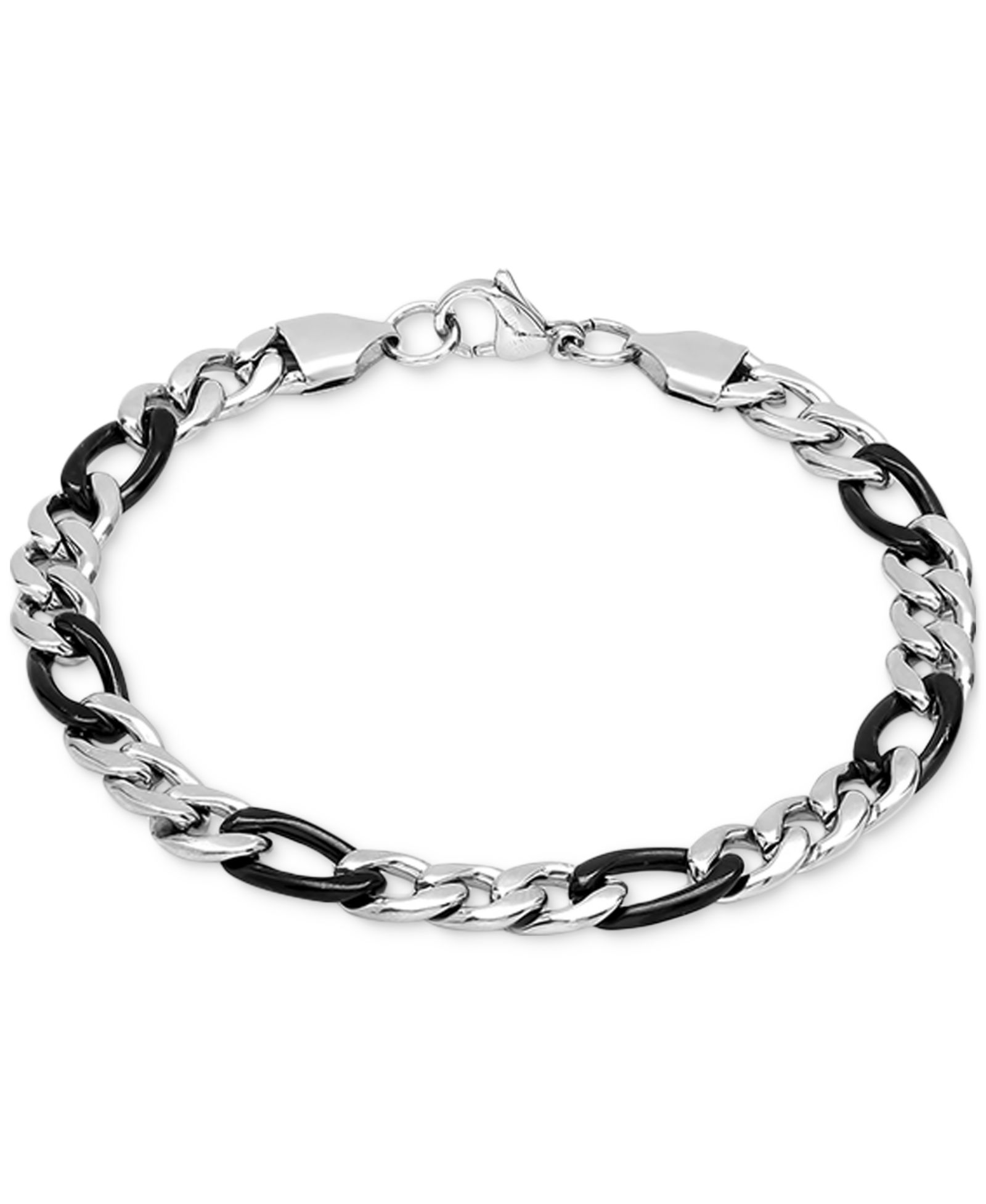 STEELTIME Men's Two-Tone Stainless Steel Figaro Link Chain Bracelet
