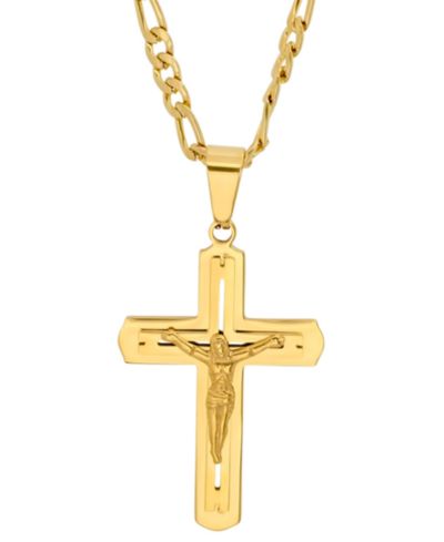 Мужская подвеска-крест STEELTIME Gold-Tone, 24" Necklace