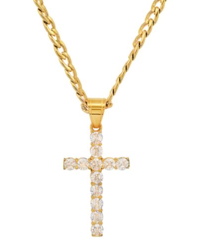Мужской кулон-крест из нержавеющей стали STEELTIME Crystal Cross 24"