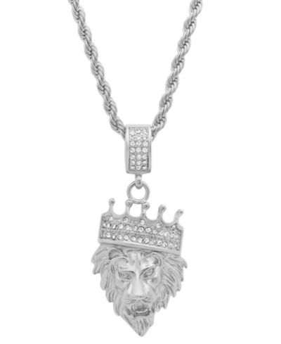 STEELTIME Мужская подвеска-кулон Crowned Lion's Head 30" из нержавеющей стали