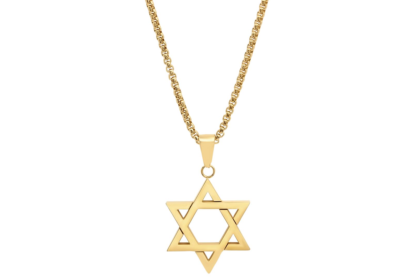 STEELTIME Мужская подвеска Star of David из нержавеющей стали с золотым напылением 18k, 24"