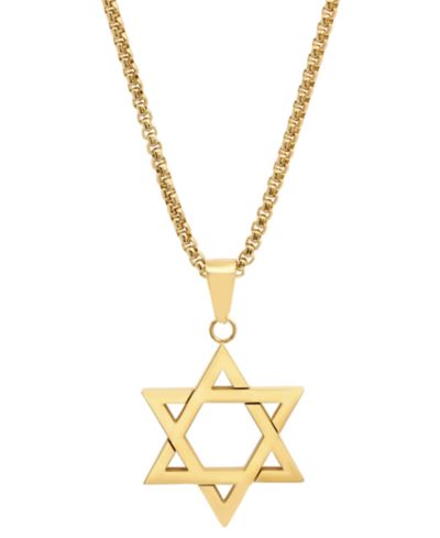 STEELTIME Мужская подвеска Star of David из нержавеющей стали с золотым напылением 18k, 24"