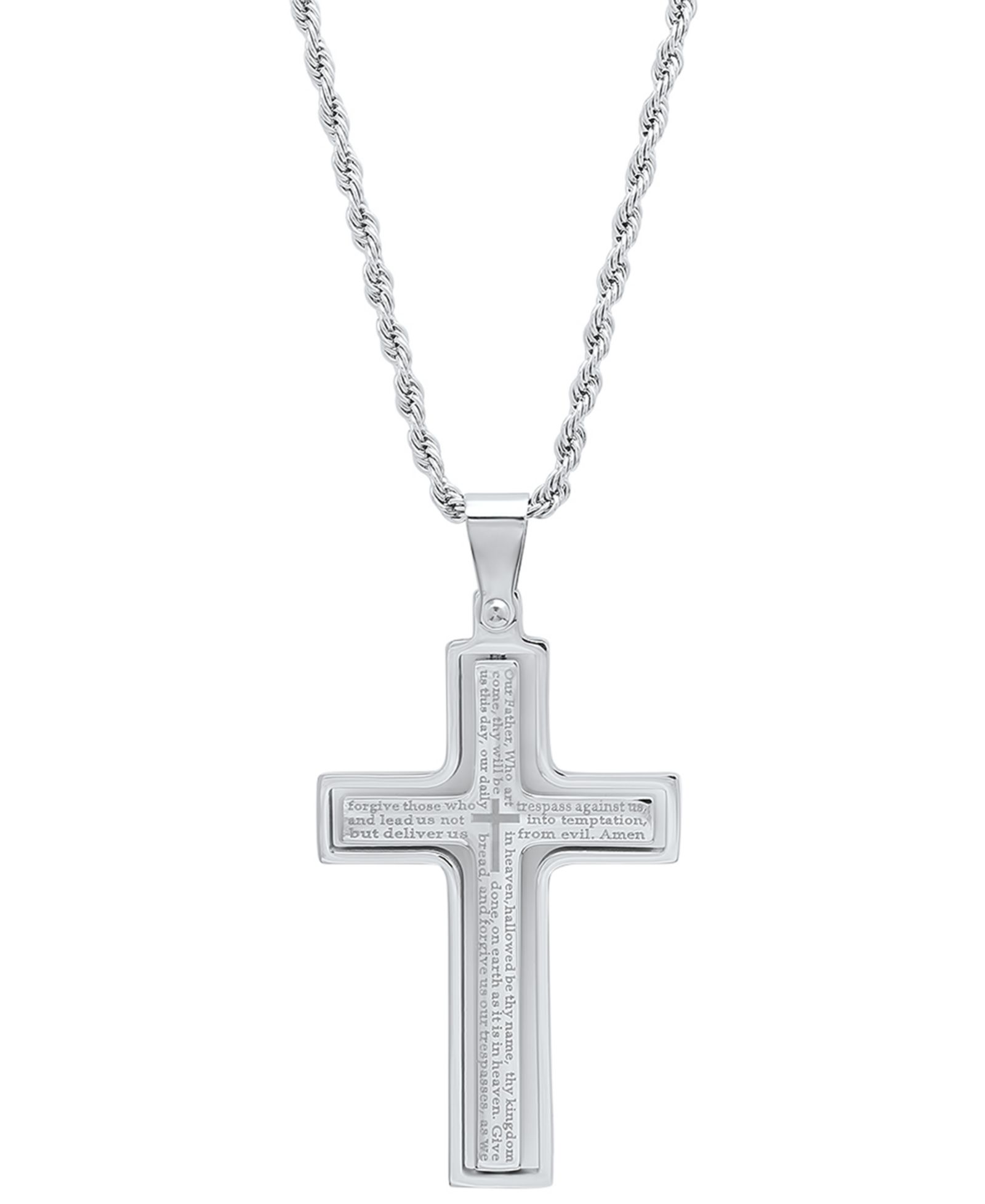 Мужская подвеска-крест STEELTIME Stainless Steel Our Father English Prayer Spinner, 24"