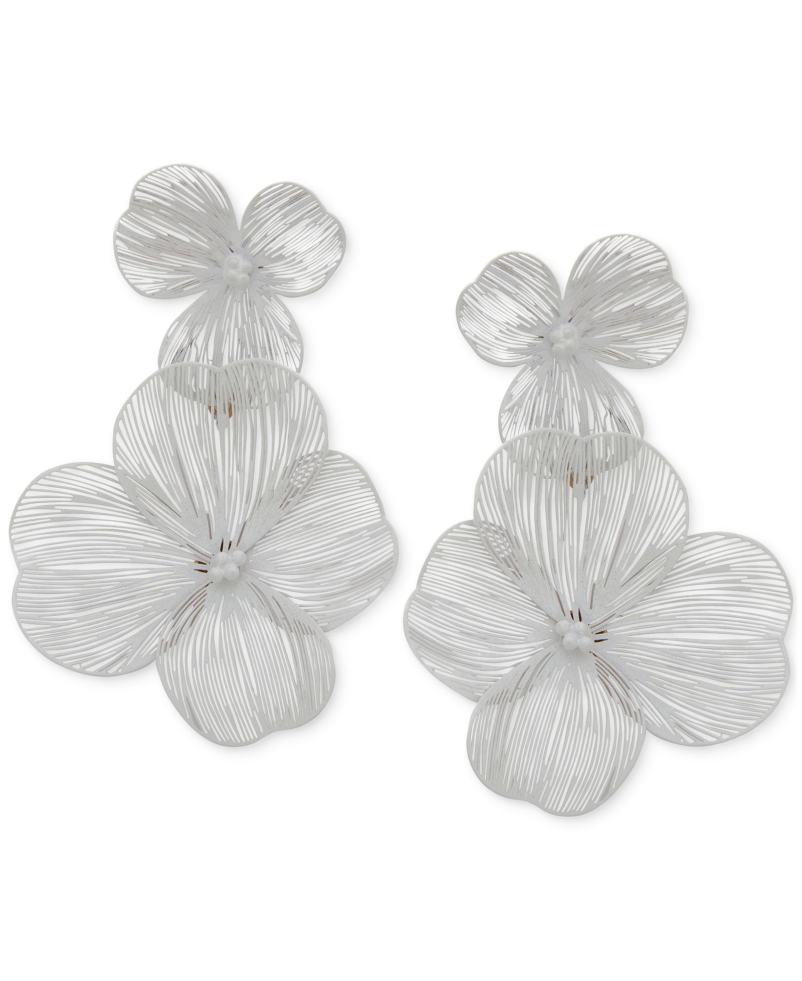 lonna & lilly Gold-Tone Openwork Flower Double Drop Earrings