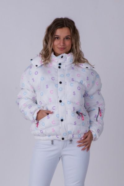 Женская белая дутая куртка OOSC с принтом Chic Puffer