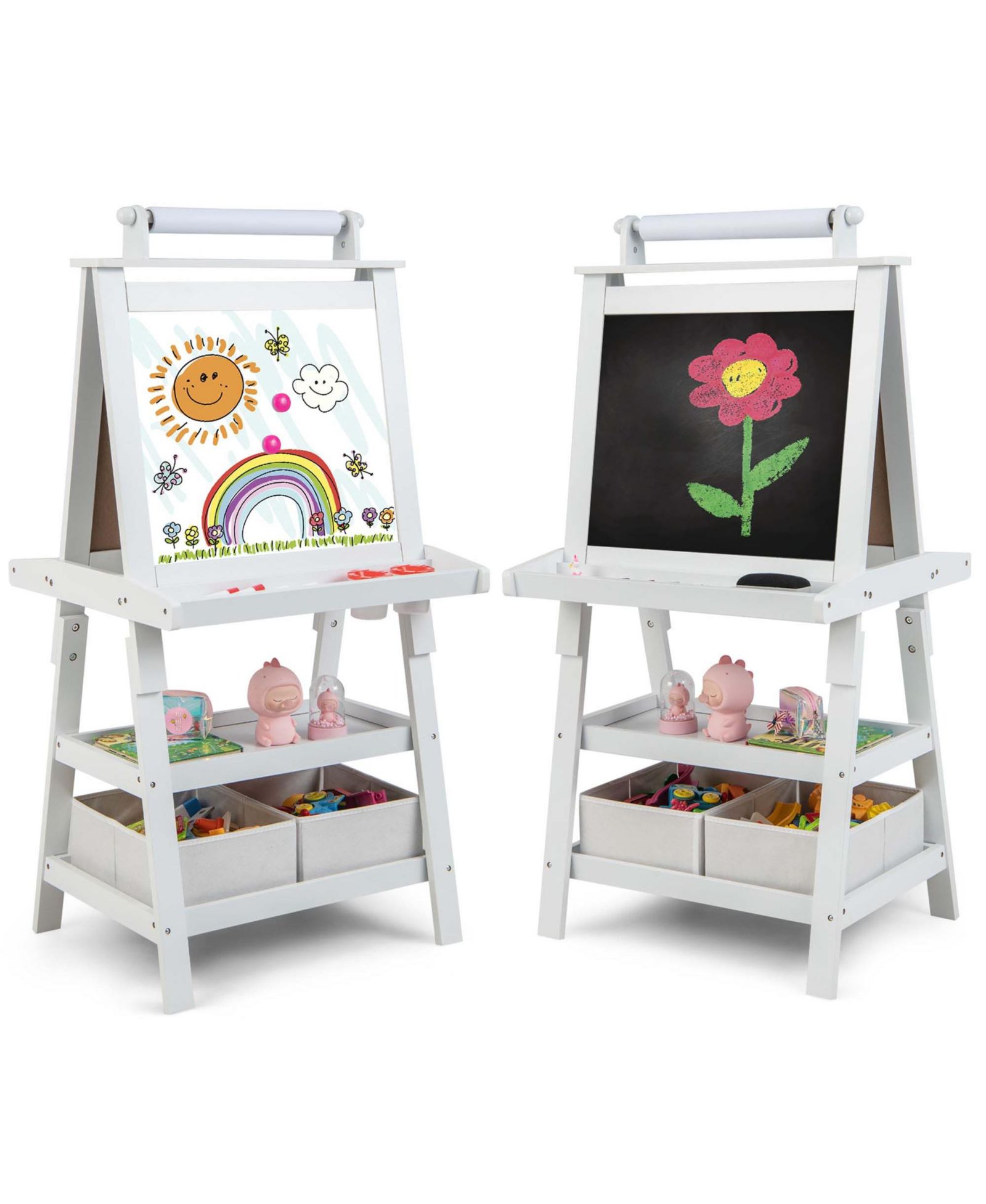 Детский мольберт Costway Kids Art Easel Double Sided Chalkboard Magnetic Whiteboard